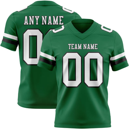 Custom Kelly Green White-Black Mesh Authentic Football Jersey - Sky-Custom