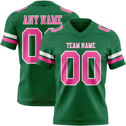Custom Kelly Green Pink-White Mesh Authentic Football Jersey - Sky-Custom