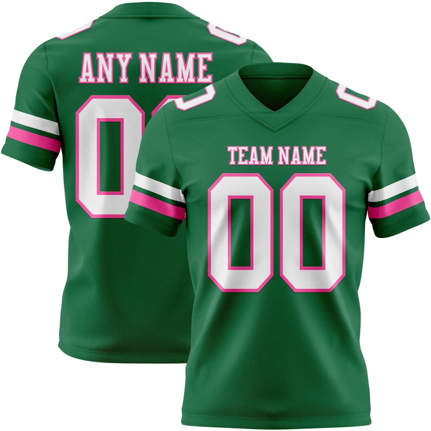 Custom Kelly Green White-Pink Mesh Authentic Football Jersey - Sky-Custom