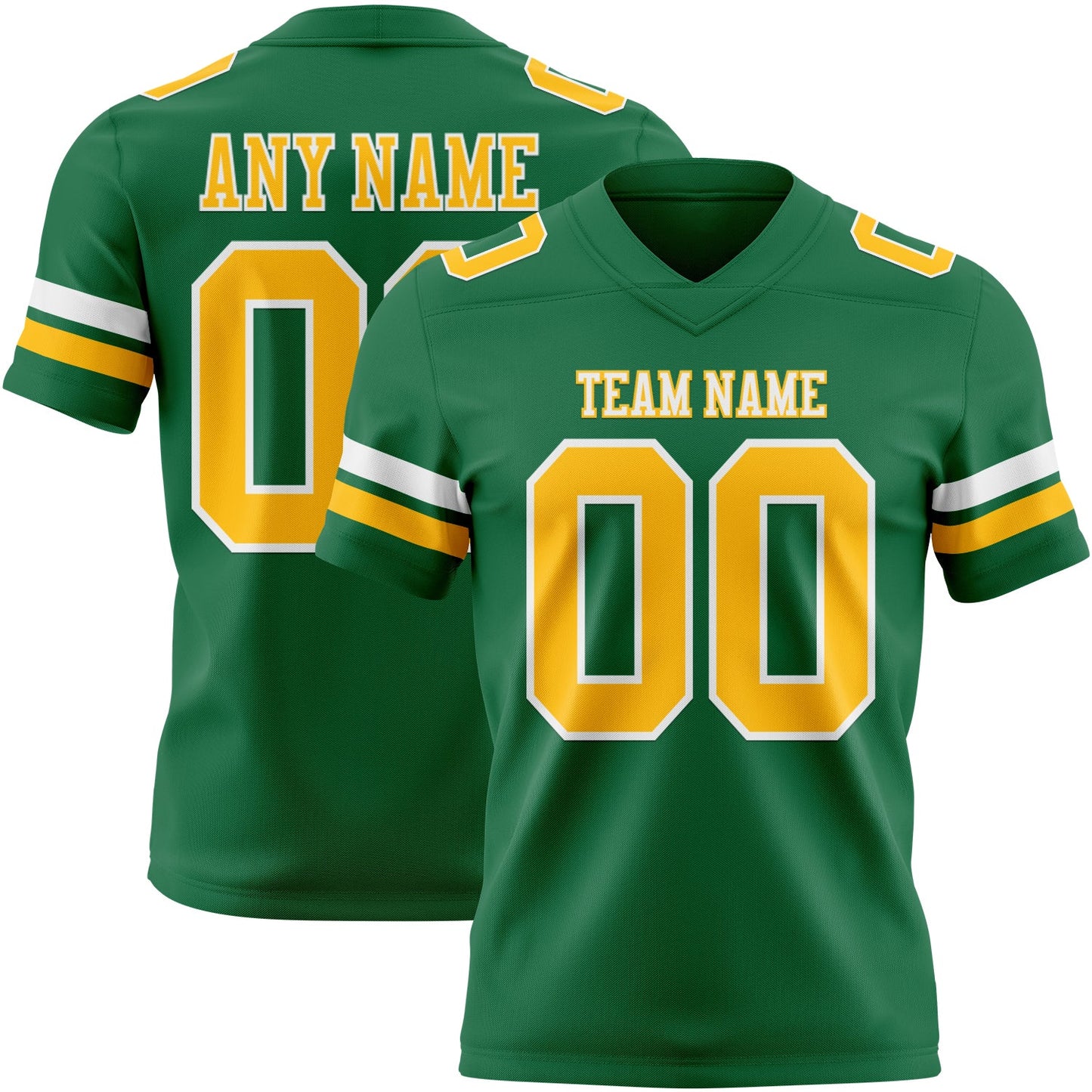 Custom Kelly Green Gold-White Mesh Authentic Football Jersey - Sky-Custom