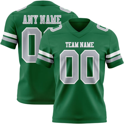 Custom Kelly Green Gray-White Mesh Authentic Football Jersey - Sky-Custom