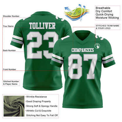 Custom Kelly Green White-Gray Mesh Authentic Football Jersey - Sky-Custom