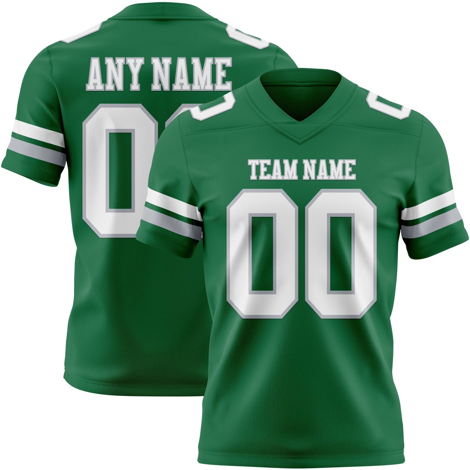 Custom Kelly Green White-Gray Mesh Authentic Football Jersey - Sky-Custom