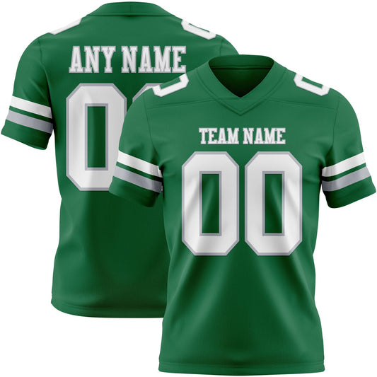 Custom Kelly Green White-Gray Mesh Authentic Football Jersey - Sky-Custom