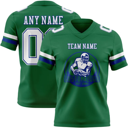 Custom Kelly Green White-Royal Mesh Authentic Football Jersey - Sky-Custom