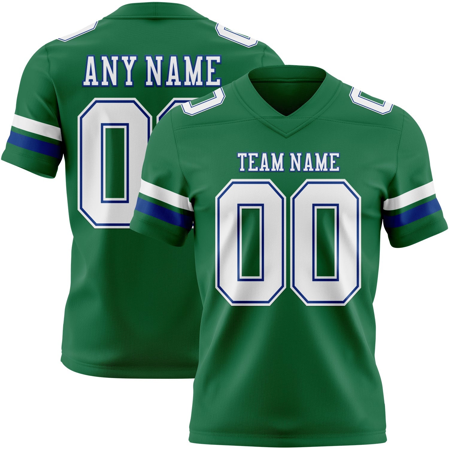 Custom Kelly Green White-Royal Mesh Authentic Football Jersey - Sky-Custom