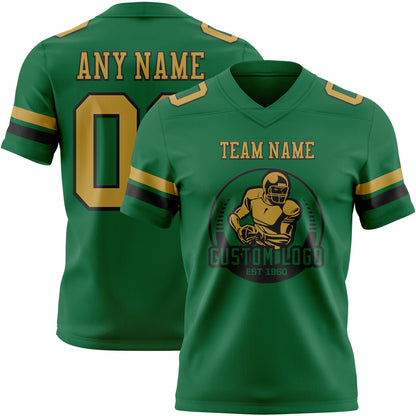 Custom Kelly Green Old Gold-Black Mesh Authentic Football Jersey - Sky-Custom