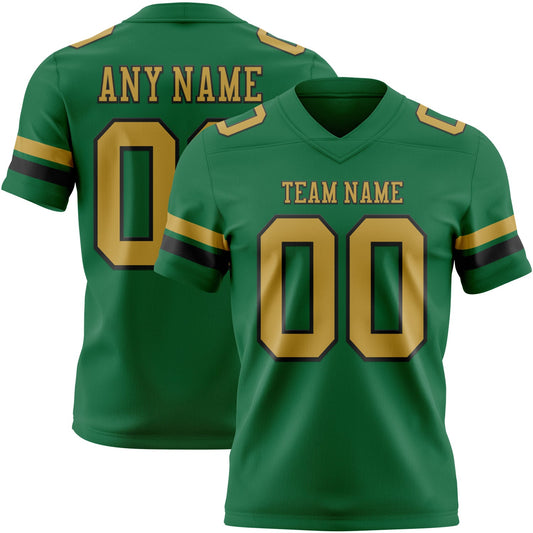Custom Kelly Green Old Gold-Black Mesh Authentic Football Jersey - Sky-Custom