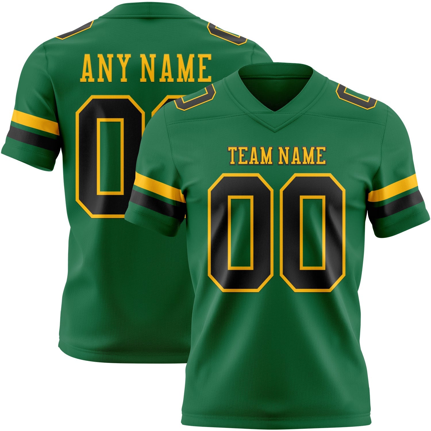 Custom Kelly Green Black-Gold Mesh Authentic Football Jersey - Sky-Custom