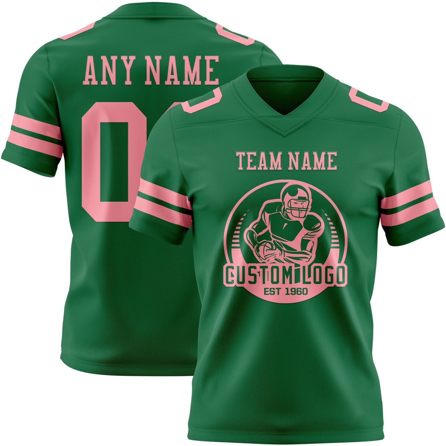 Custom Kelly Green Medium Pink Mesh Authentic Football Jersey - Sky-Custom