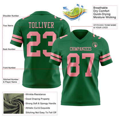 Custom Kelly Green Medium Pink Mesh Authentic Football Jersey - Sky-Custom