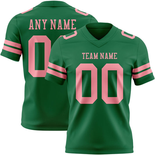 Custom Kelly Green Medium Pink Mesh Authentic Football Jersey - Sky-Custom