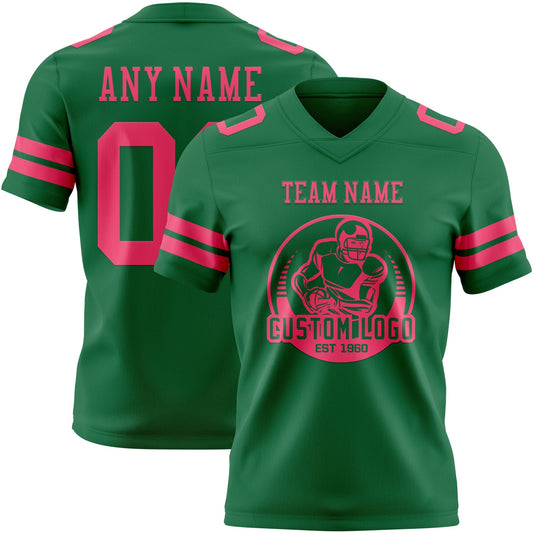 Custom Kelly Green Neon Pink Mesh Authentic Football Jersey - Sky-Custom