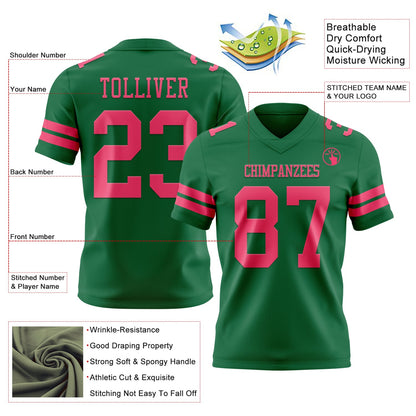 Custom Kelly Green Neon Pink Mesh Authentic Football Jersey - Sky-Custom