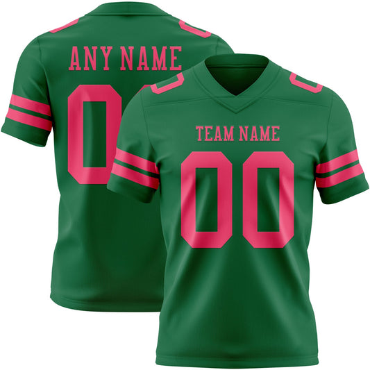 Custom Kelly Green Neon Pink Mesh Authentic Football Jersey - Sky-Custom
