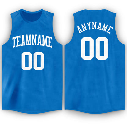 Custom Blue White Round Neck Basketball Jersey - Sky-Custom
