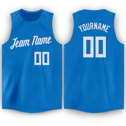Custom Blue White Round Neck Basketball Jersey - Sky-Custom