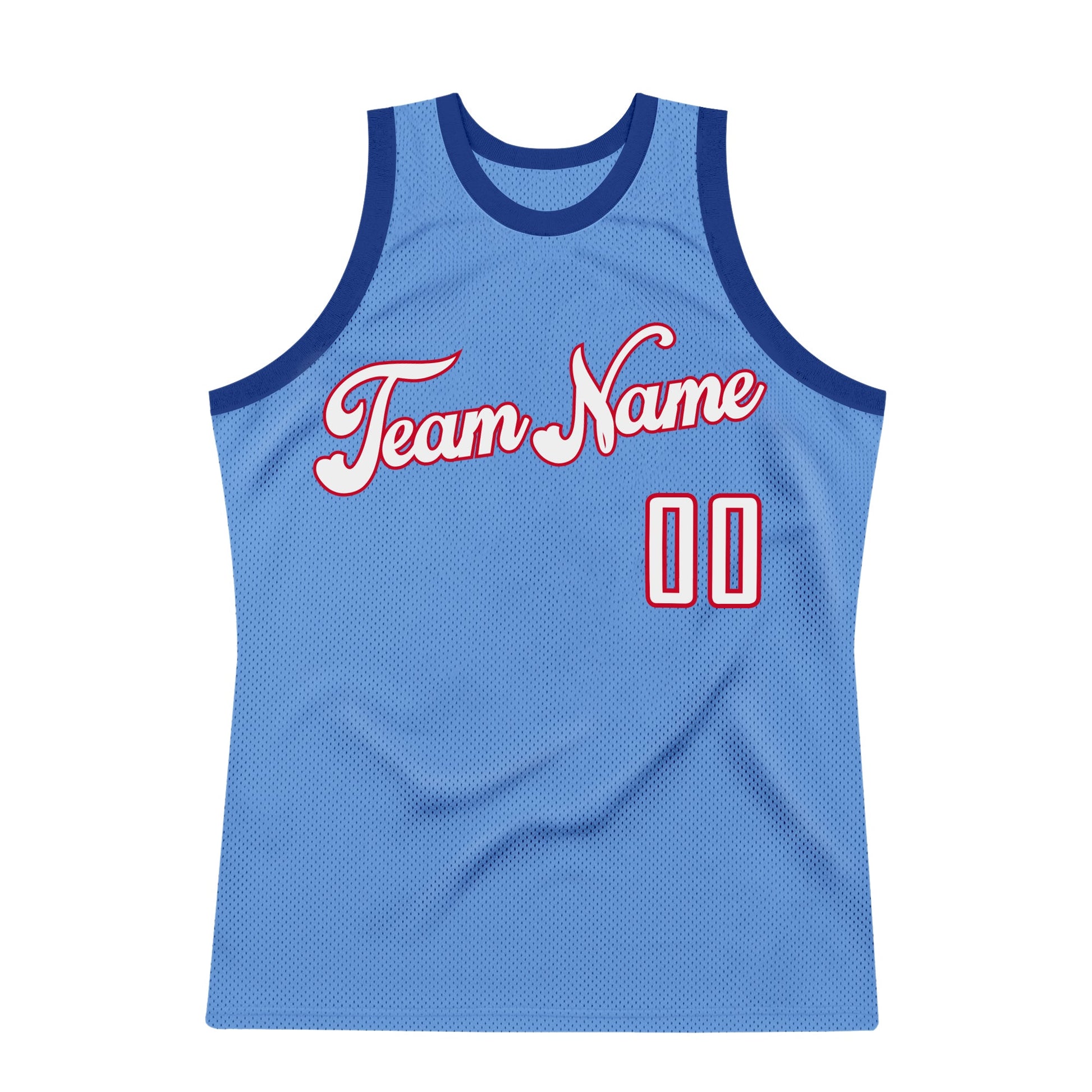 Custom Light Blue White-Red Authentic Throwback Basketball Jersey - Sky-Custom