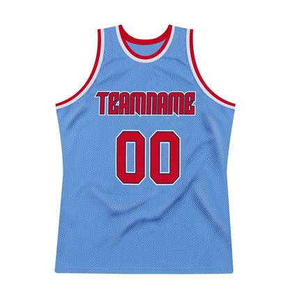 Custom Light Blue Red-Navy Authentic Throwback Basketball Jersey - Sky-Custom