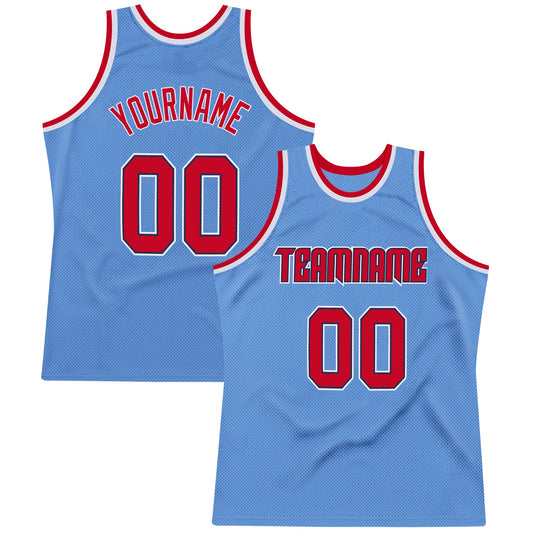 Custom Light Blue Red-Navy Authentic Throwback Basketball Jersey - Sky-Custom