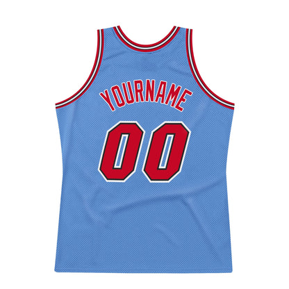 Custom Light Blue Red-Black Authentic Throwback Basketball Jersey - Sky-Custom