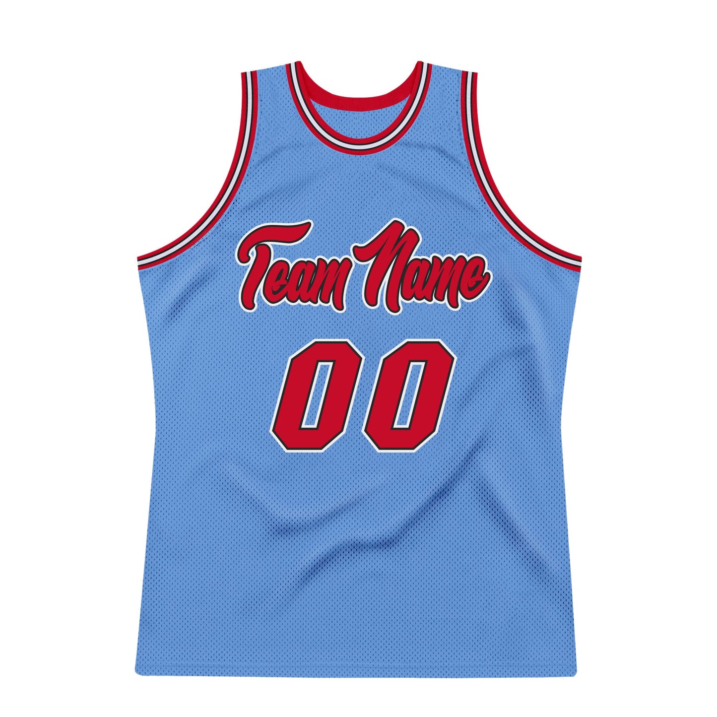Custom Light Blue Red-Black Authentic Throwback Basketball Jersey - Sky-Custom