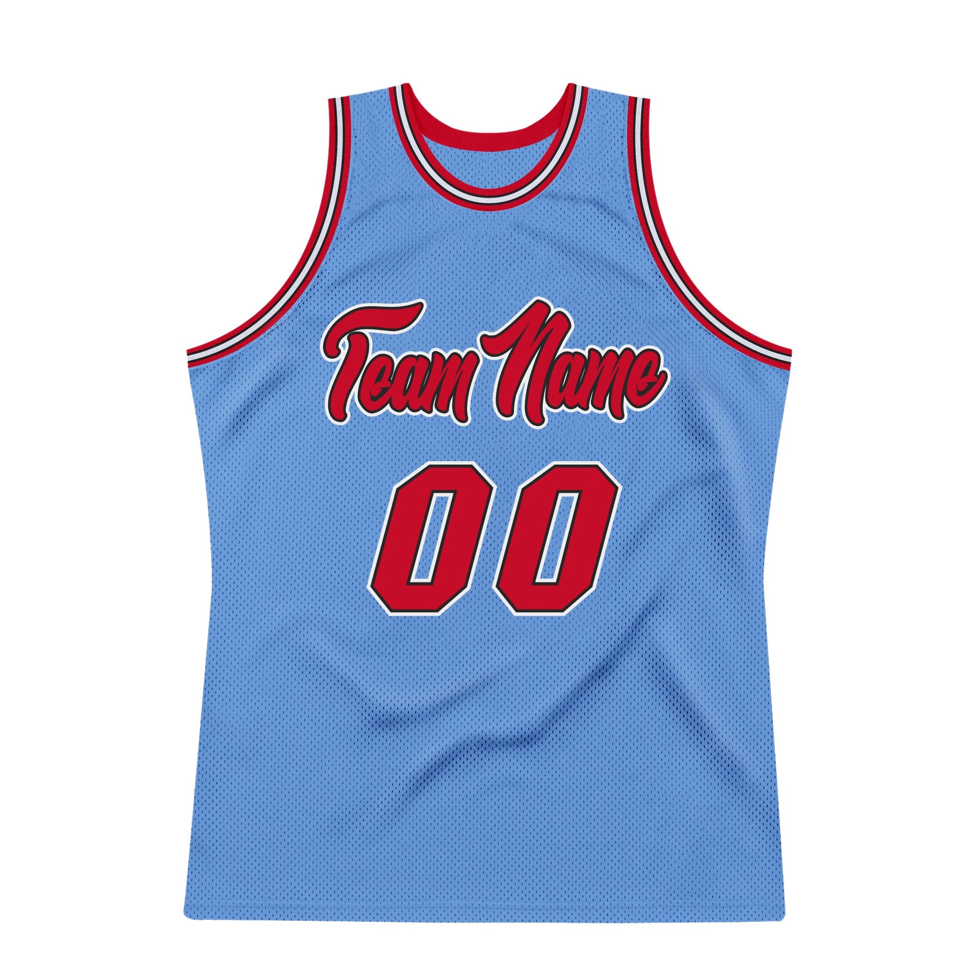 Custom Light Blue Red-Black Authentic Throwback Basketball Jersey - Sky-Custom