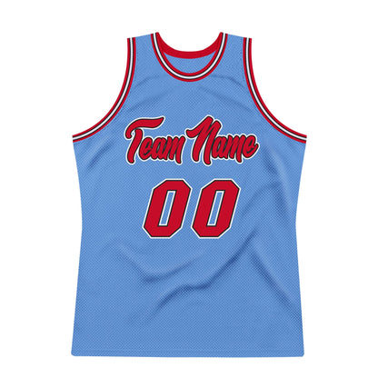 Custom Light Blue Red-Black Authentic Throwback Basketball Jersey - Sky-Custom