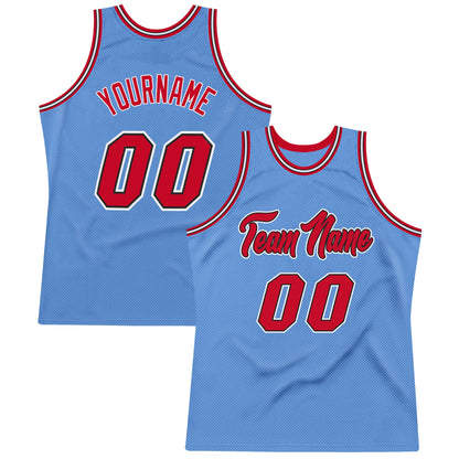 Custom Light Blue Red-Black Authentic Throwback Basketball Jersey - Sky-Custom