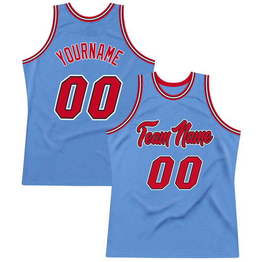 Custom Light Blue Red-Black Authentic Throwback Basketball Jersey - Sky-Custom