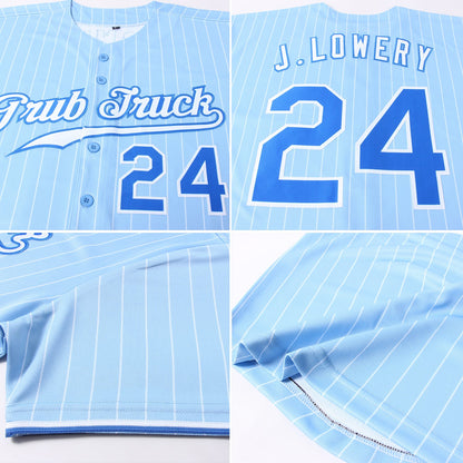 Custom Light Blue White Pinstripe Royal-White Authentic Baseball Jersey - Sky-Custom
