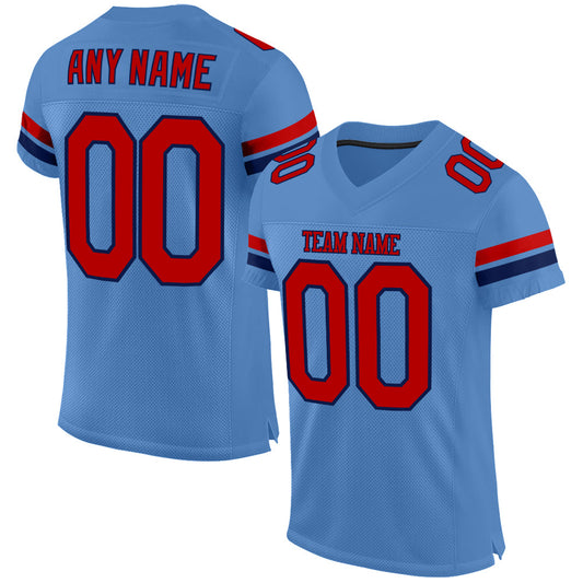 Custom Light Blue Red-Navy Mesh Authentic Football Jersey - Sky-Custom