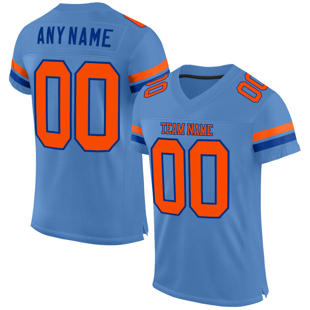 Custom Light Blue Orange-Royal Mesh Authentic Football Jersey - Sky-Custom