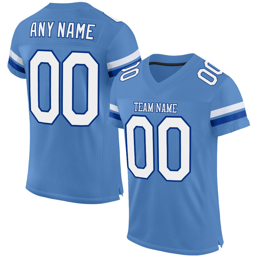 Custom Light Blue White-Royal Mesh Authentic Football Jersey - Sky-Custom