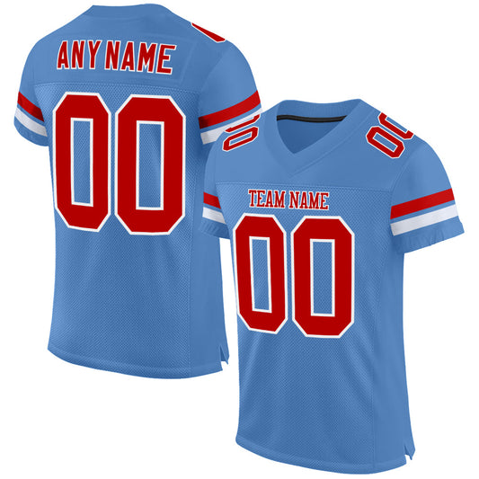 Custom Light Blue Red-White Mesh Authentic Football Jersey - Sky-Custom