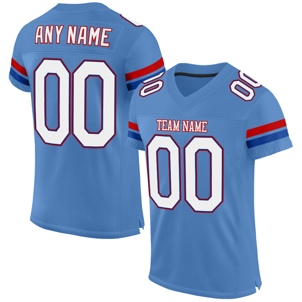 Custom Light Blue White-Royal Mesh Authentic Football Jersey - Sky-Custom
