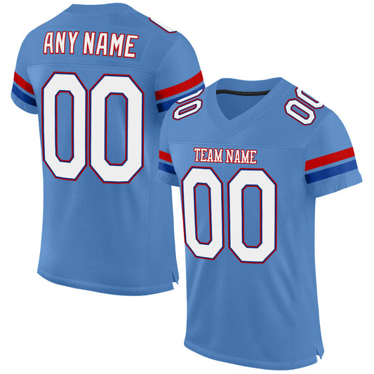 Custom Light Blue White-Royal Mesh Authentic Football Jersey - Sky-Custom