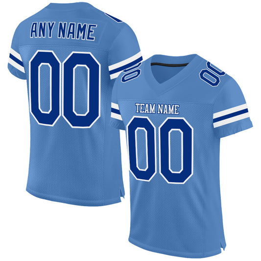 Custom Light Blue Royal-White Mesh Authentic Football Jersey - Sky-Custom