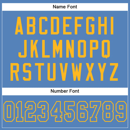 Custom Light Blue Gold Mesh Authentic Football Jersey - Sky-Custom