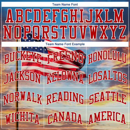 Custom Light Blue Red-White 3D American Flag Fashion Authentic Baseball Jersey - Sky-Custom