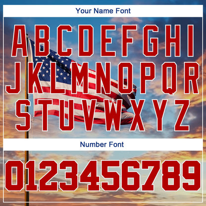 Custom Light Blue Red-White 3D American Flag Fashion Authentic Baseball Jersey - Sky-Custom