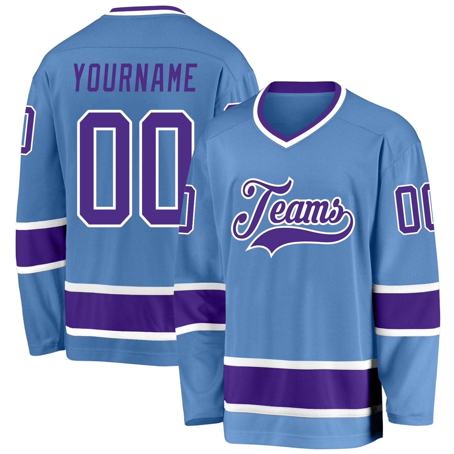Custom Light Blue Purple-White Hockey Jersey - Sky-Custom