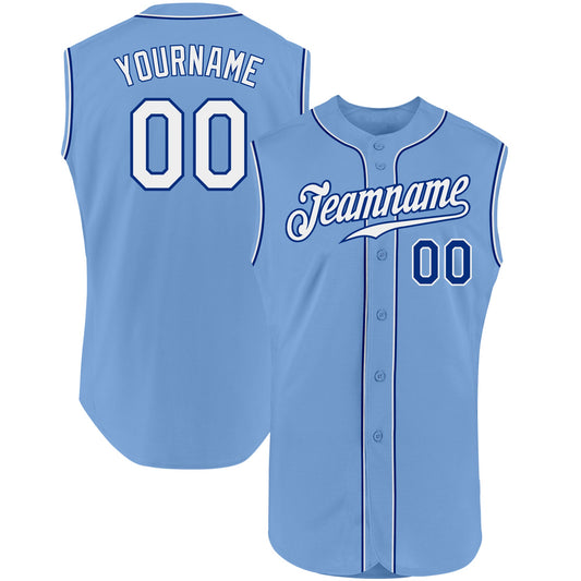Custom Light Blue White-Royal Authentic Sleeveless Baseball Jersey - Sky-Custom