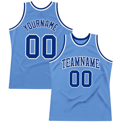 Custom Light Blue Royal-White Authentic Throwback Basketball Jersey - Sky-Custom