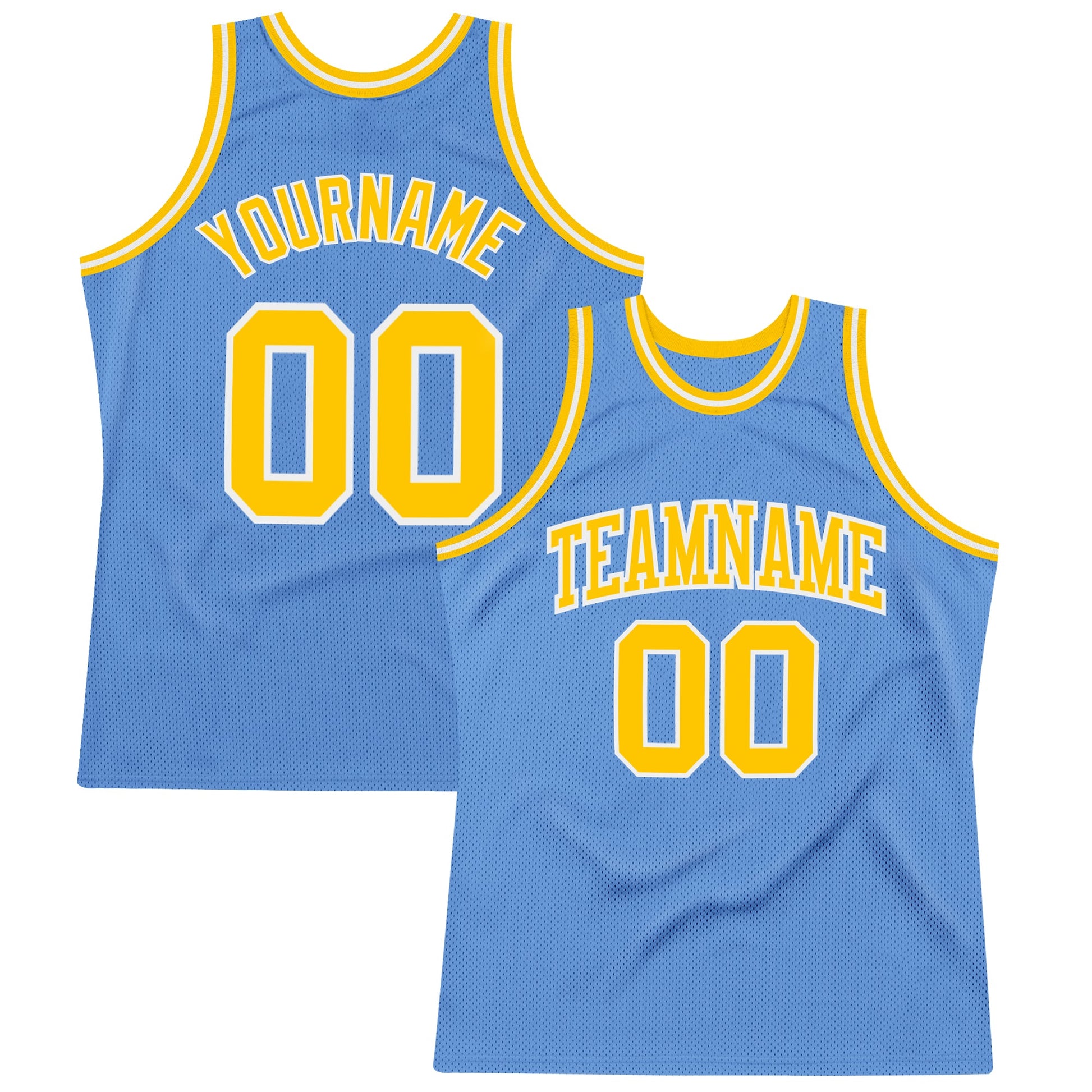 Custom Light Blue Gold-White Authentic Throwback Basketball Jersey - Sky-Custom