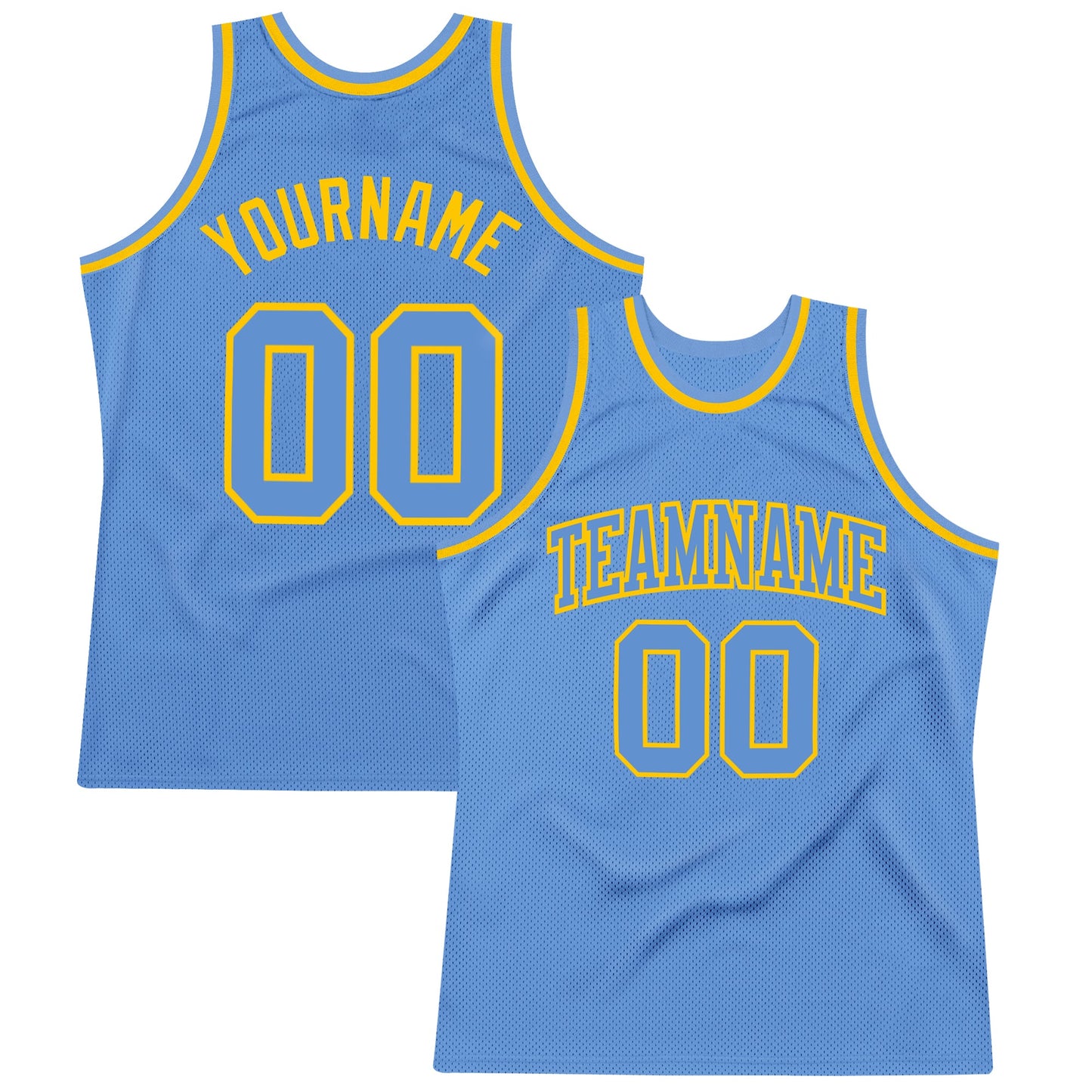 Custom Light Blue Light Blue-Gold Authentic Throwback Basketball Jersey - Sky-Custom