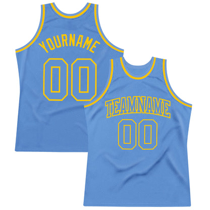 Custom Light Blue Light Blue-Gold Authentic Throwback Basketball Jersey - Sky-Custom