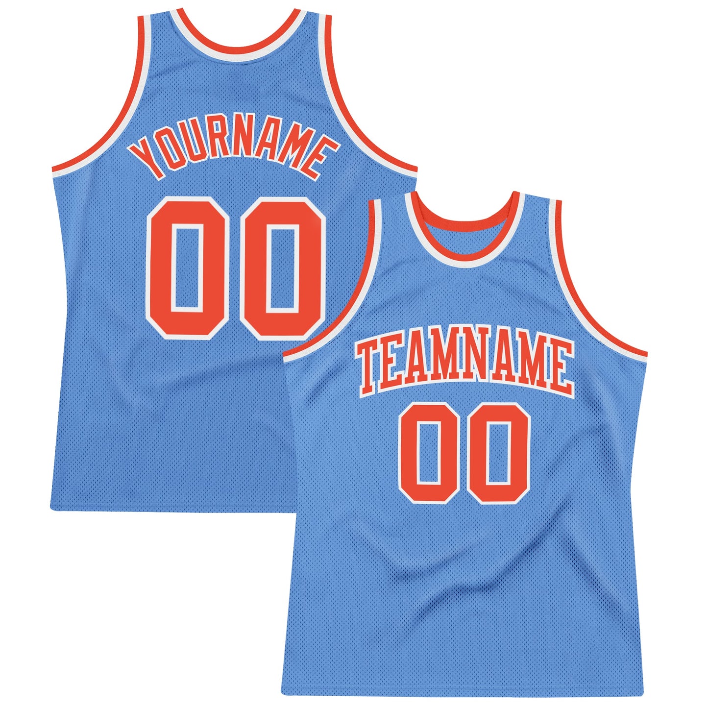 Custom Light Blue Orange-White Authentic Throwback Basketball Jersey - Sky-Custom