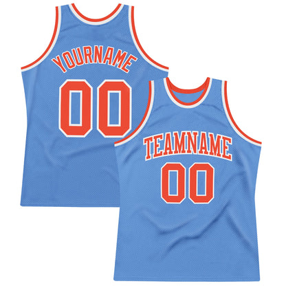 Custom Light Blue Orange-White Authentic Throwback Basketball Jersey - Sky-Custom