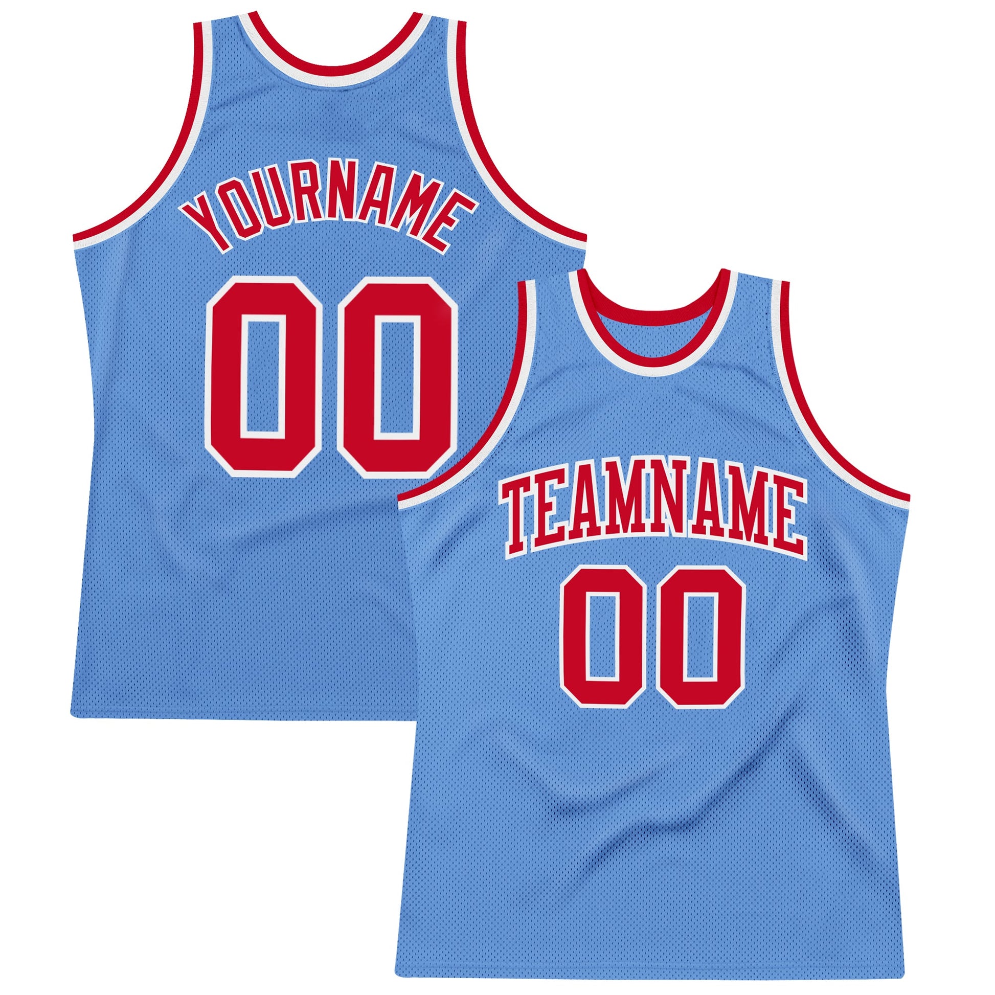 Custom Light Blue Red-White Authentic Throwback Basketball Jersey - Sky-Custom